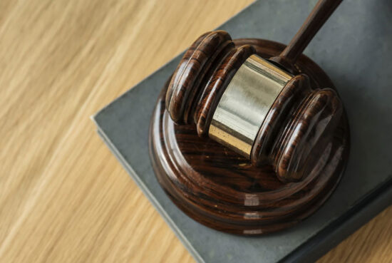 Gavel on a judge stand