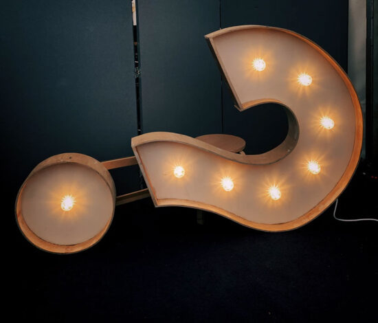 Neon question mark sign