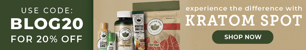 Kratom Spot product panel with 20% off code for blog readers